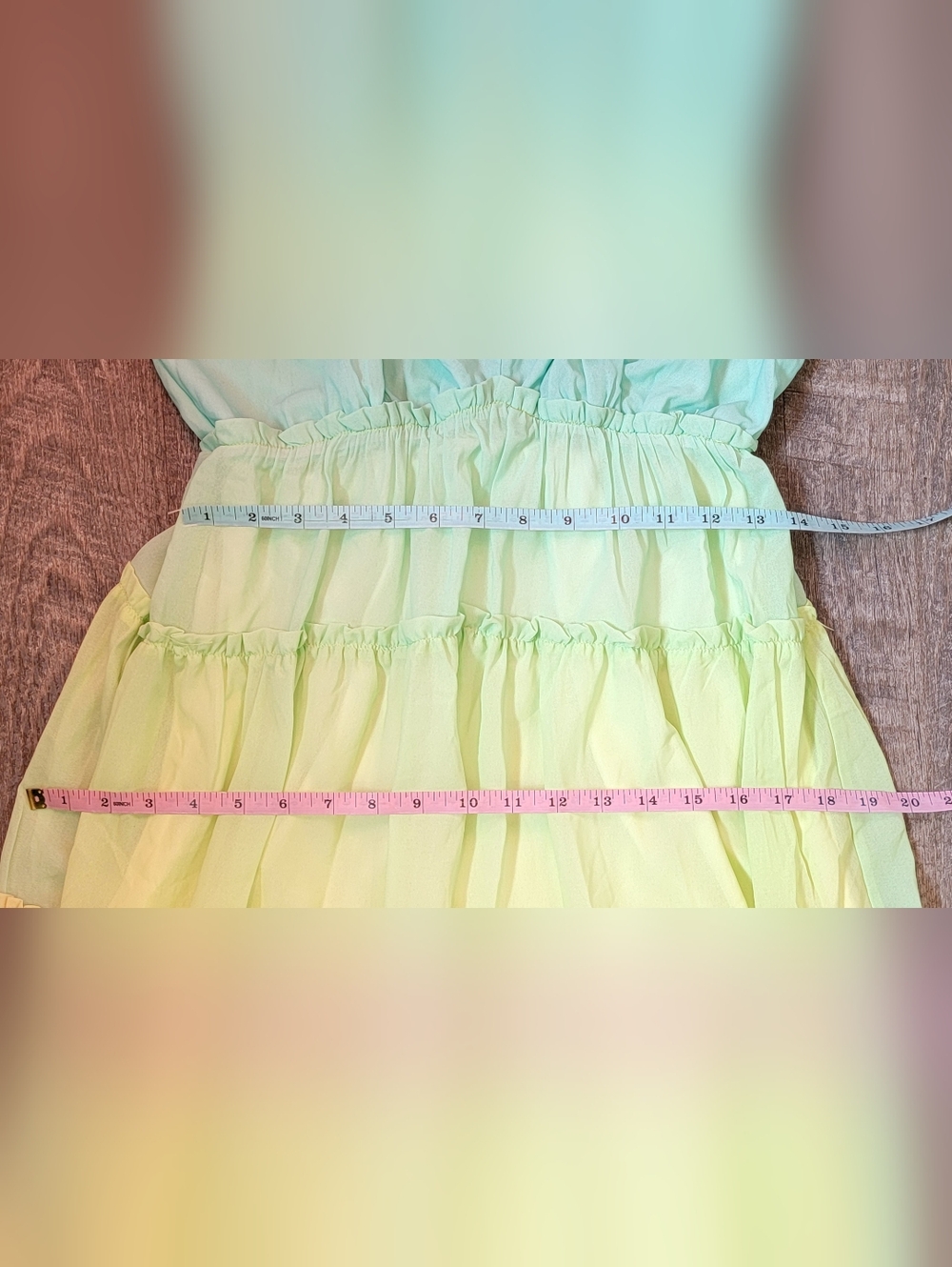 Champagne & Strawberry Tiered High Low Maxi Dress Womens S Pastel Ombre Long Sle - Picture 9 of 14